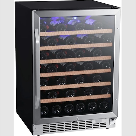 Edgestar 24 Inch Wide 53 Bottle BuiltIn Single Zone Wine Cooler with Reversible Door and LED Lighting CWR532SZ